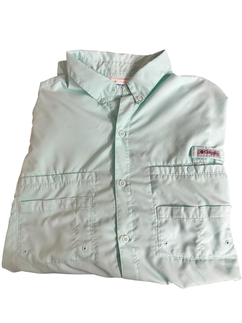 Columbia PFG Bahama II Long‎ Sleeve Light Blue EUC Fishing Shirt